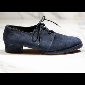 Vintage Suede Oxford Loafer Shoes Navy Blue